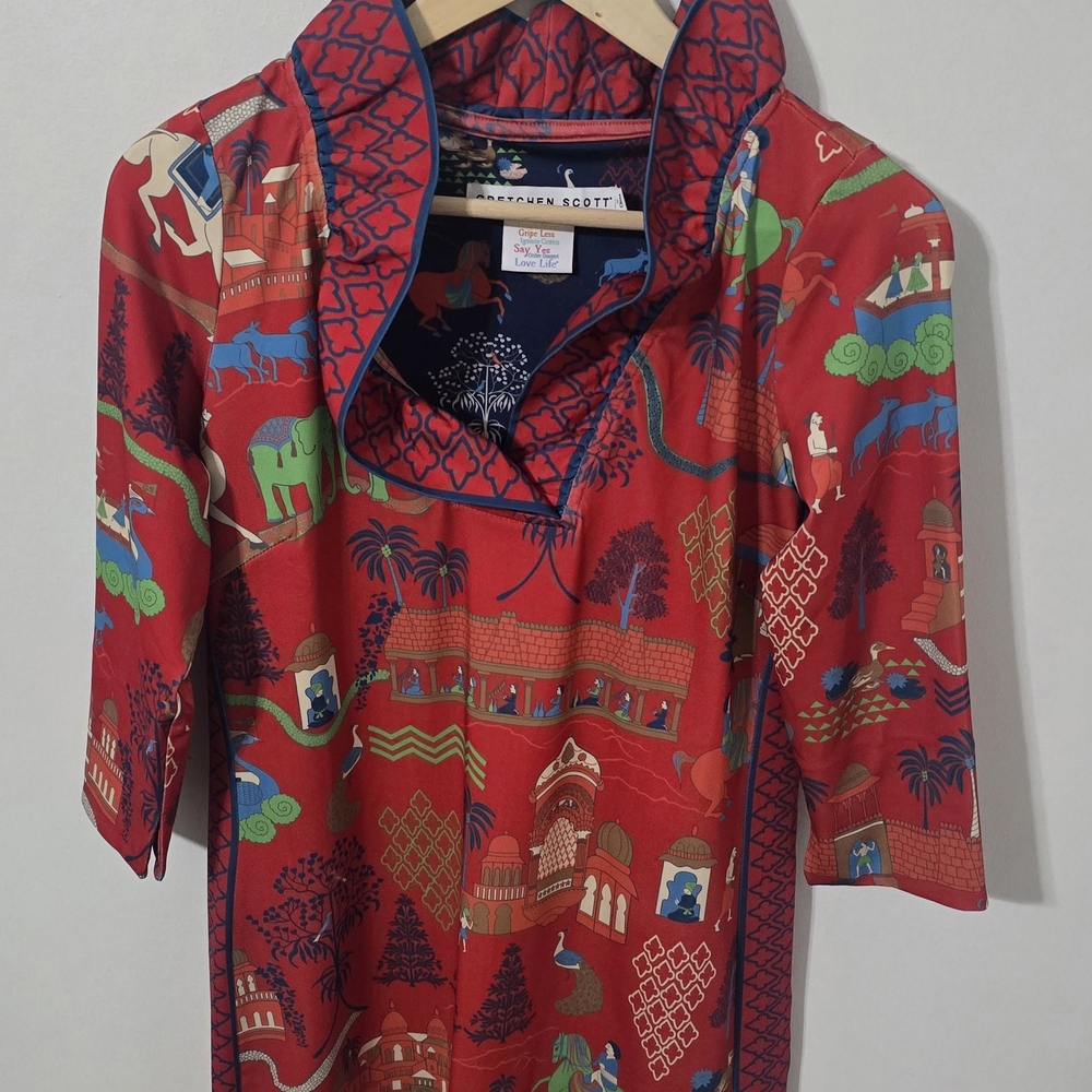 Gretchen Scott Designs Red Printed Mini Dress